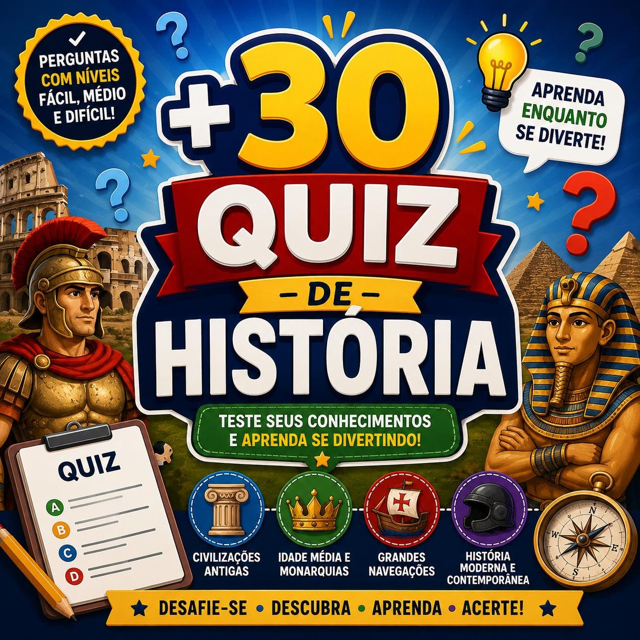 Capa do bônus Quiz com +30 Perguntas de História